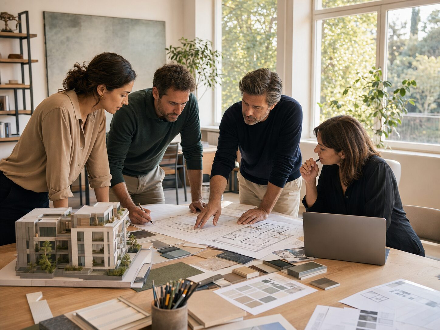 Team di architetti al lavoro sulla personalizzazione degli appartamenti